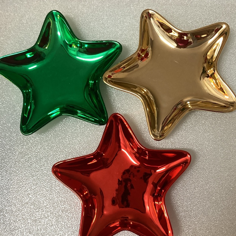 Vintage Metallic Ceramic Star Dish Set of 3